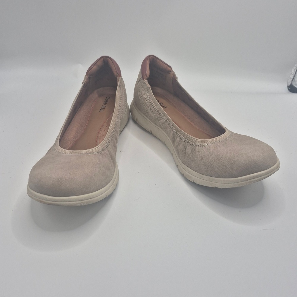 Cobb Hill Paulette Taupe Leather Slip On Ballet Flats Shoes CJ2458 Womens 8 M